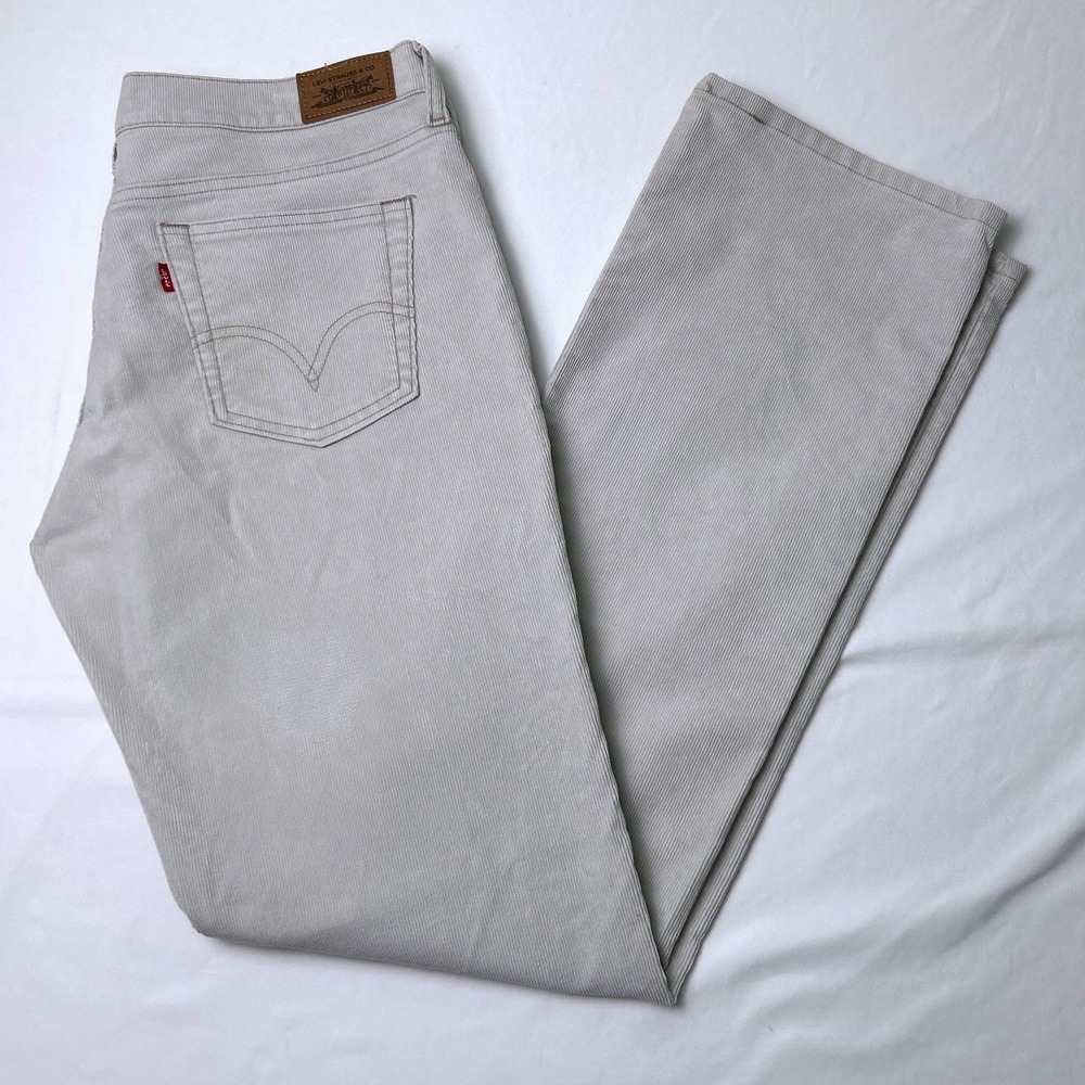 Levi's Womens 505 Mid Rise Straight Leg Corduroy Stretch Jeans Size 10 Beige